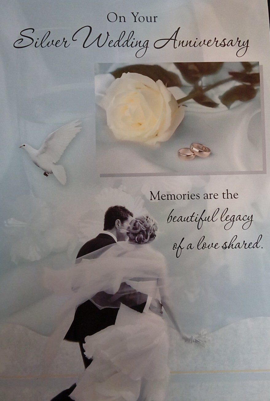 Silver 25th Wedding Anniversary Card A6