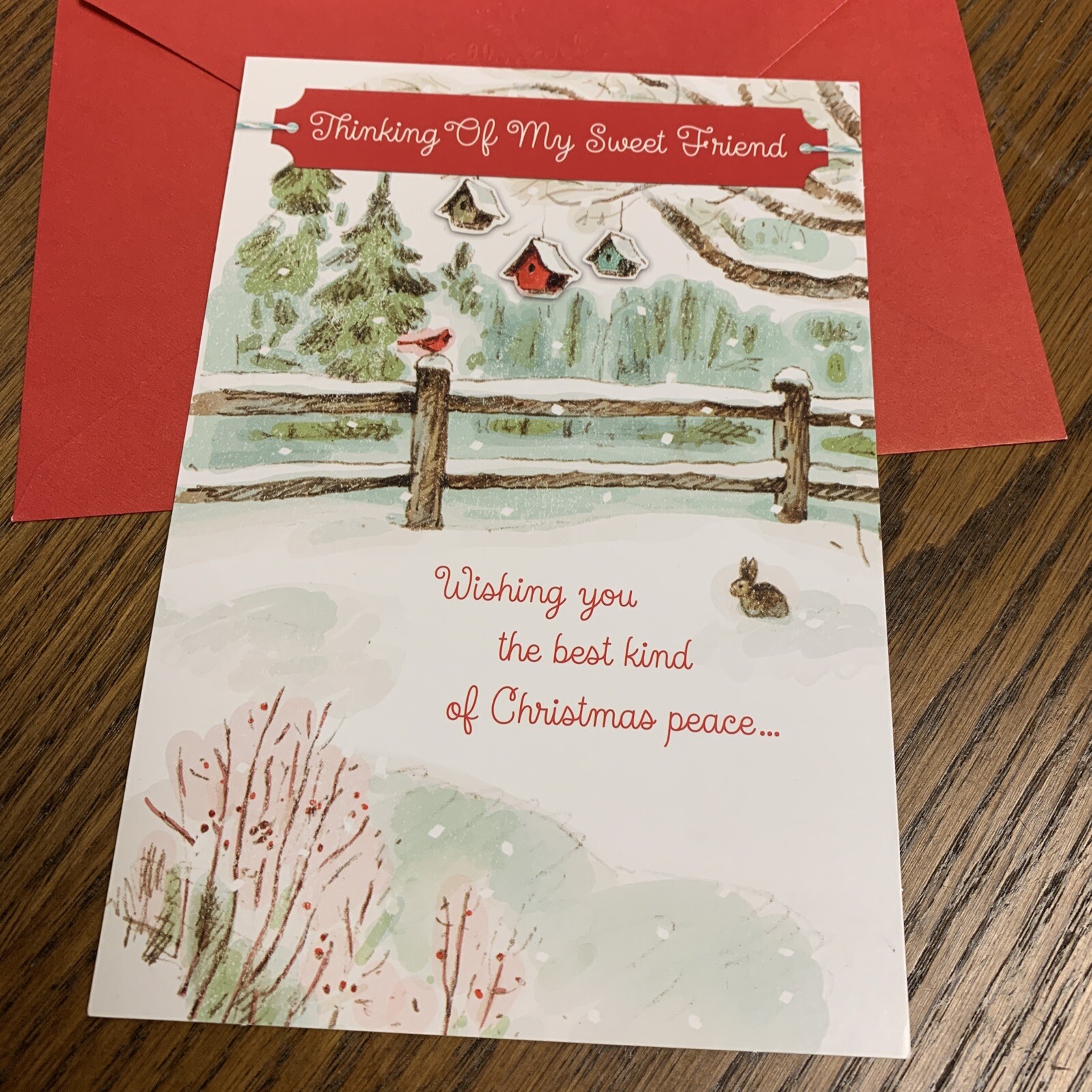 Merry Christmas Thinking Of My Sweet Friend Peace 5″x7″ Religious Greeting Card