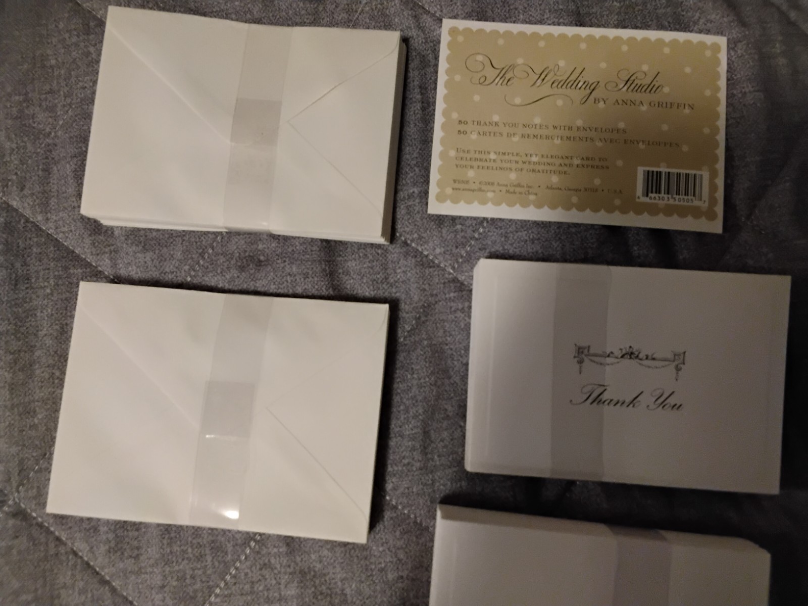 NIB New ANNA GRIFFIN The Wedding Studio 50 Thank You Fold Note Cards Envelopes