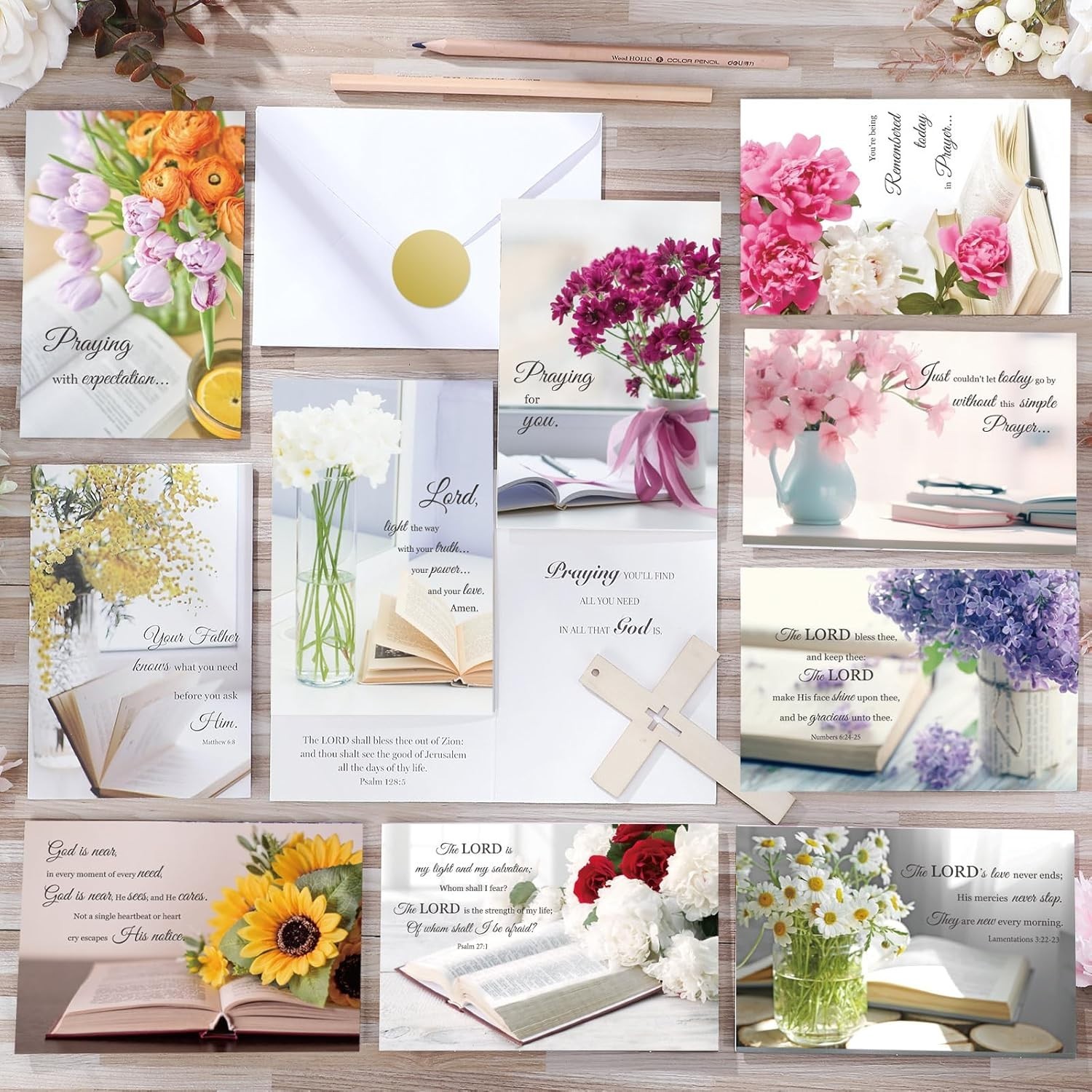 “120 Pack 4x6in Christian Greeting Cards with Scripture Encouragement, Envelopes
