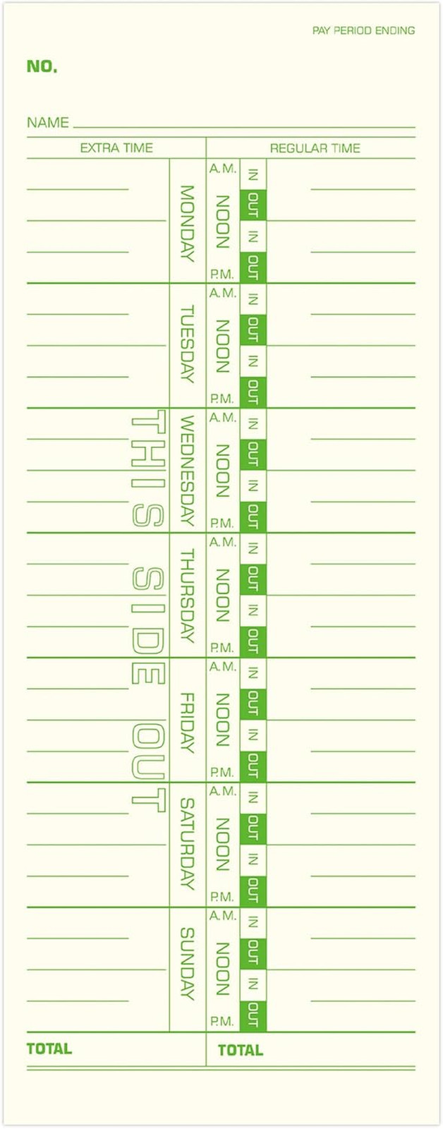Weekly Time Cards 1-Sided, 3-1/2″ X 9″, Named Days, 100-Count,Time Cards for Emp