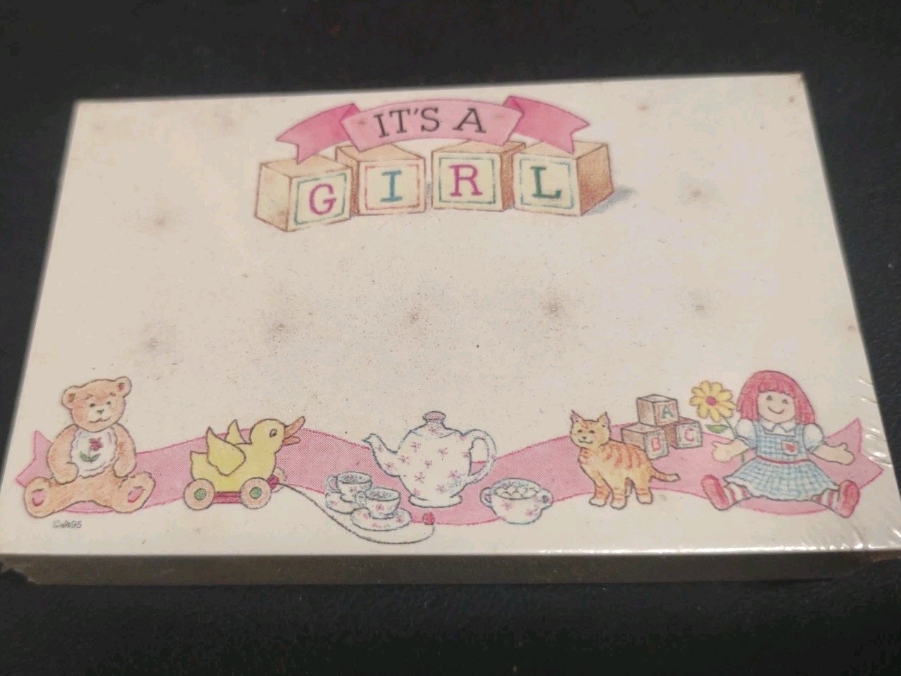 50 Vintage Floral Enclosure Cards, “It’s A Girl” Card with Tea Party