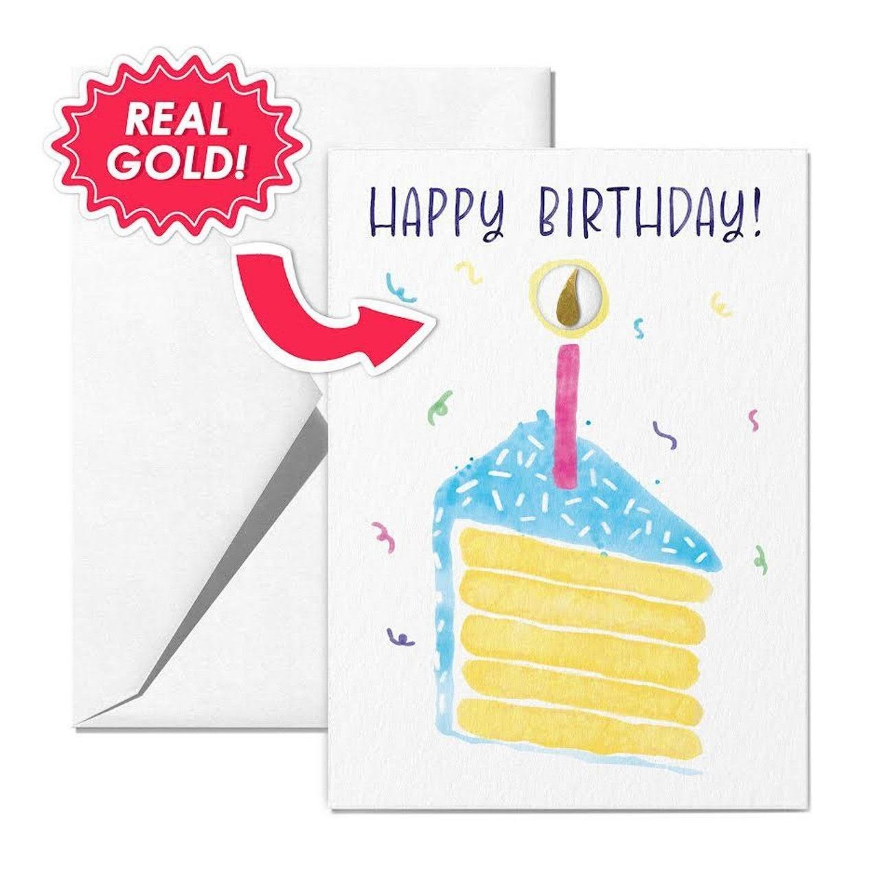 Happy Birthday Card 100mg REAL Gold **LOOK**