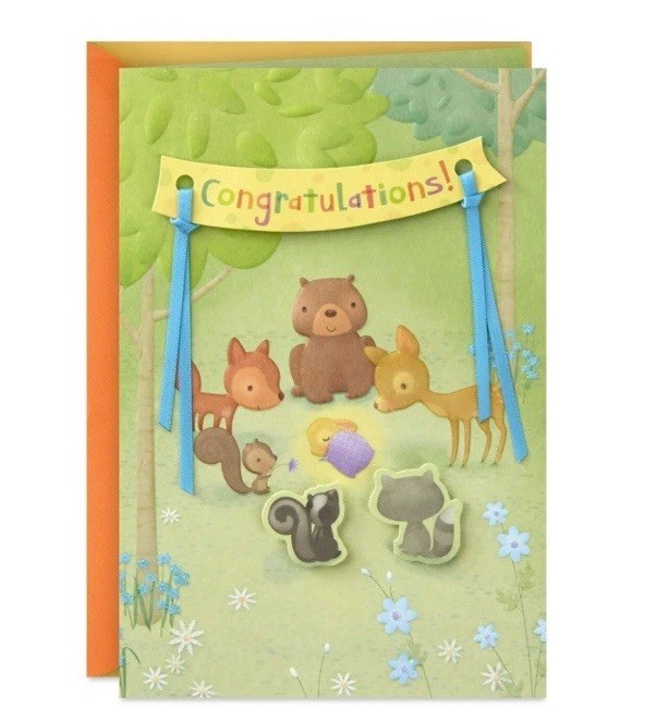 Hallmark Baby Congratulations Greeting Card (Animals in the Woods)