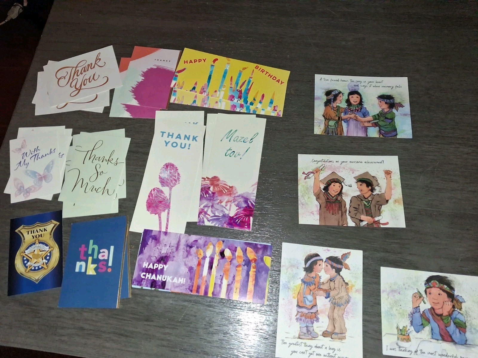 Assorted Greeting Cards – Thank You, Birthday, Chanukah, Multicolor, Folded