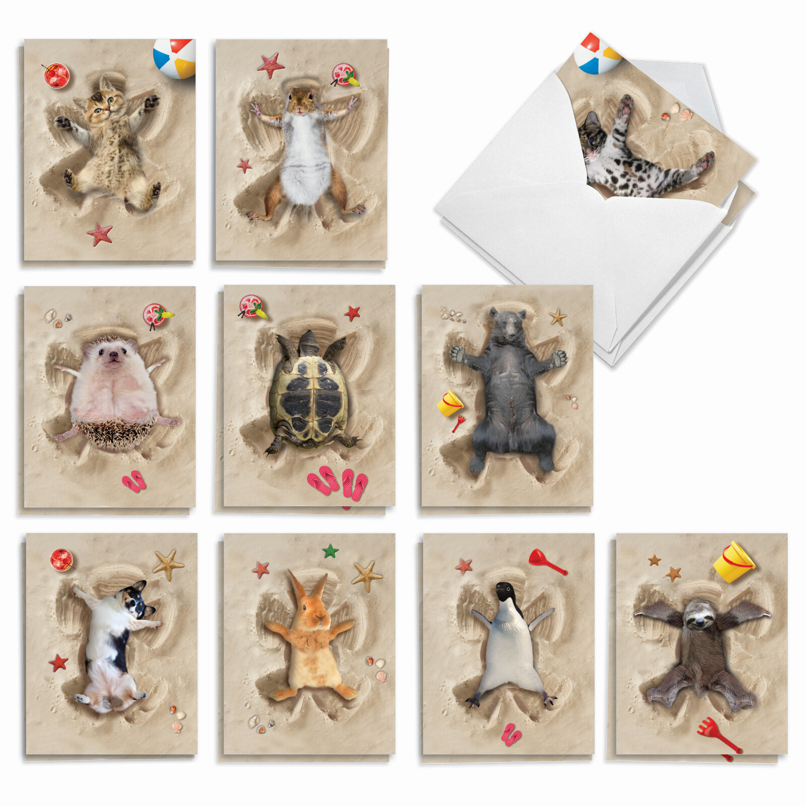 20 Assorted Thank You Cards Set 4×5.12″ w/ Envelope(10 Designs) Sand Angels