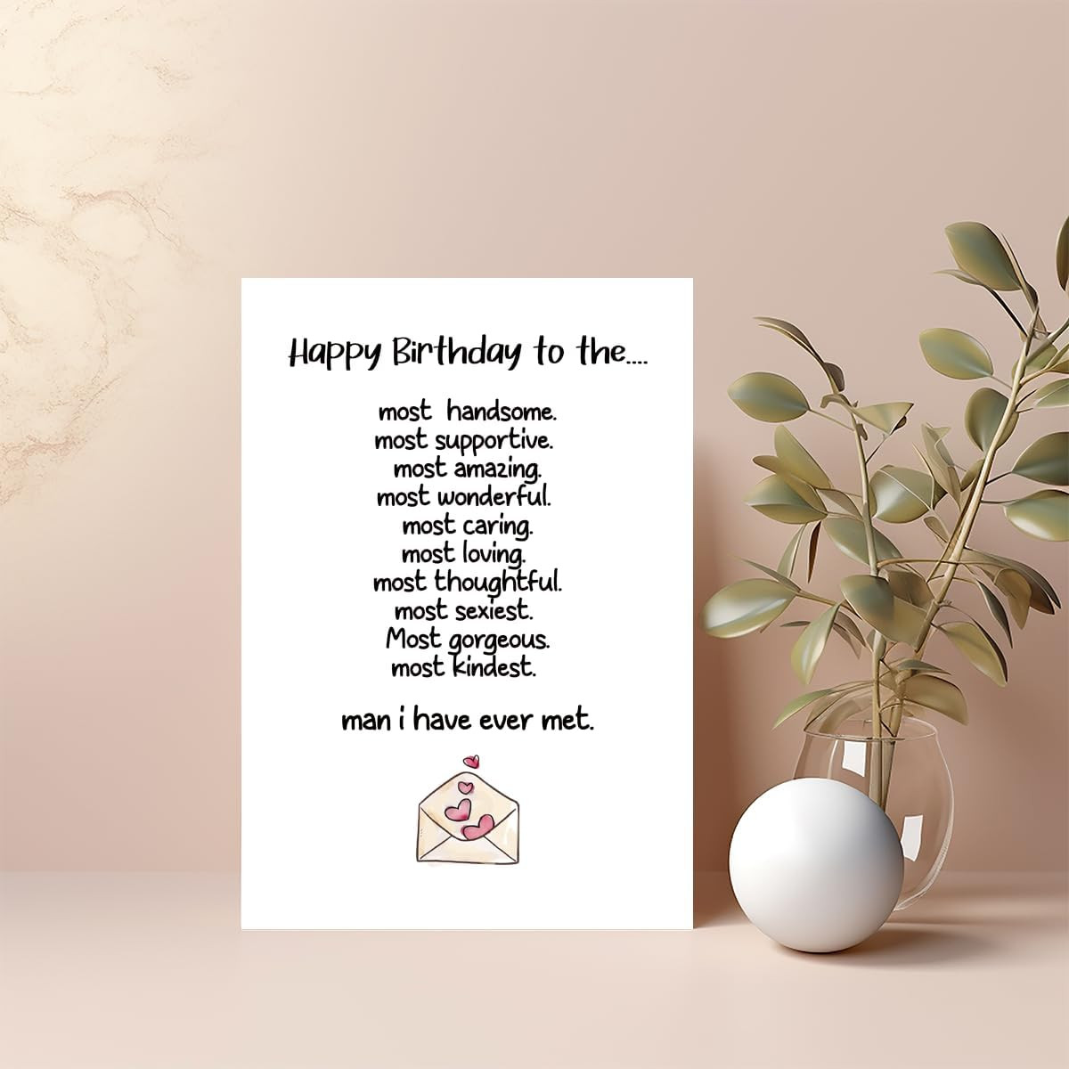 Happy Birthday to the Most Handsome, Supportive, Amazing Man Card, Birthday Card