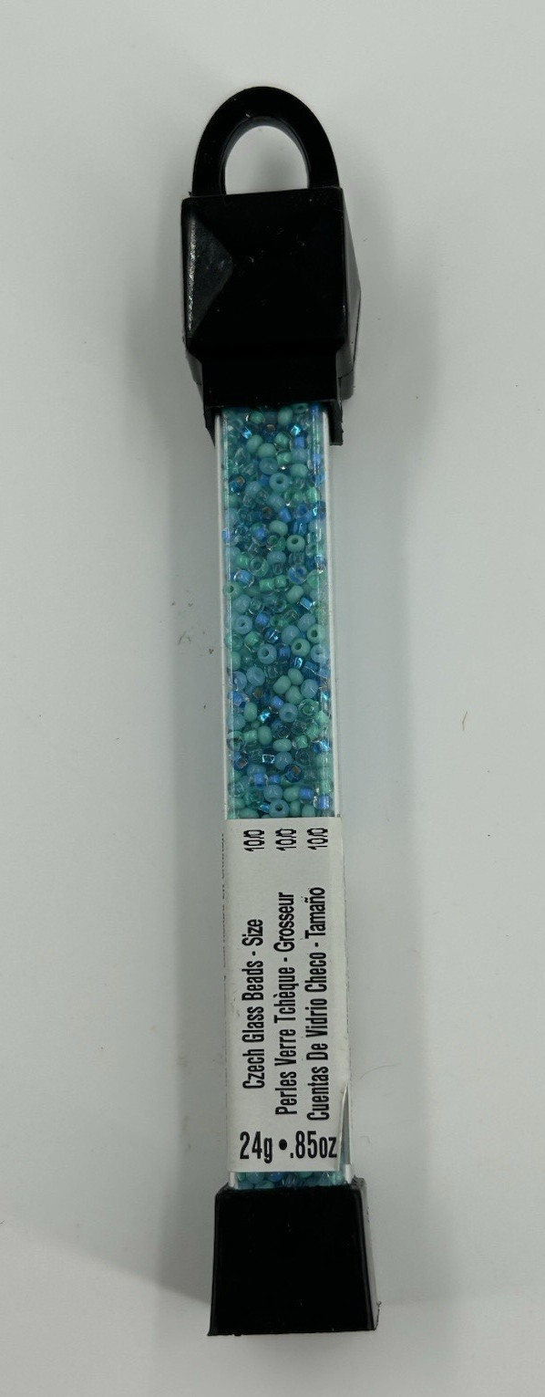 John Bead Czech Glass Seed Beads 24g Miami Surf Shades of Blue