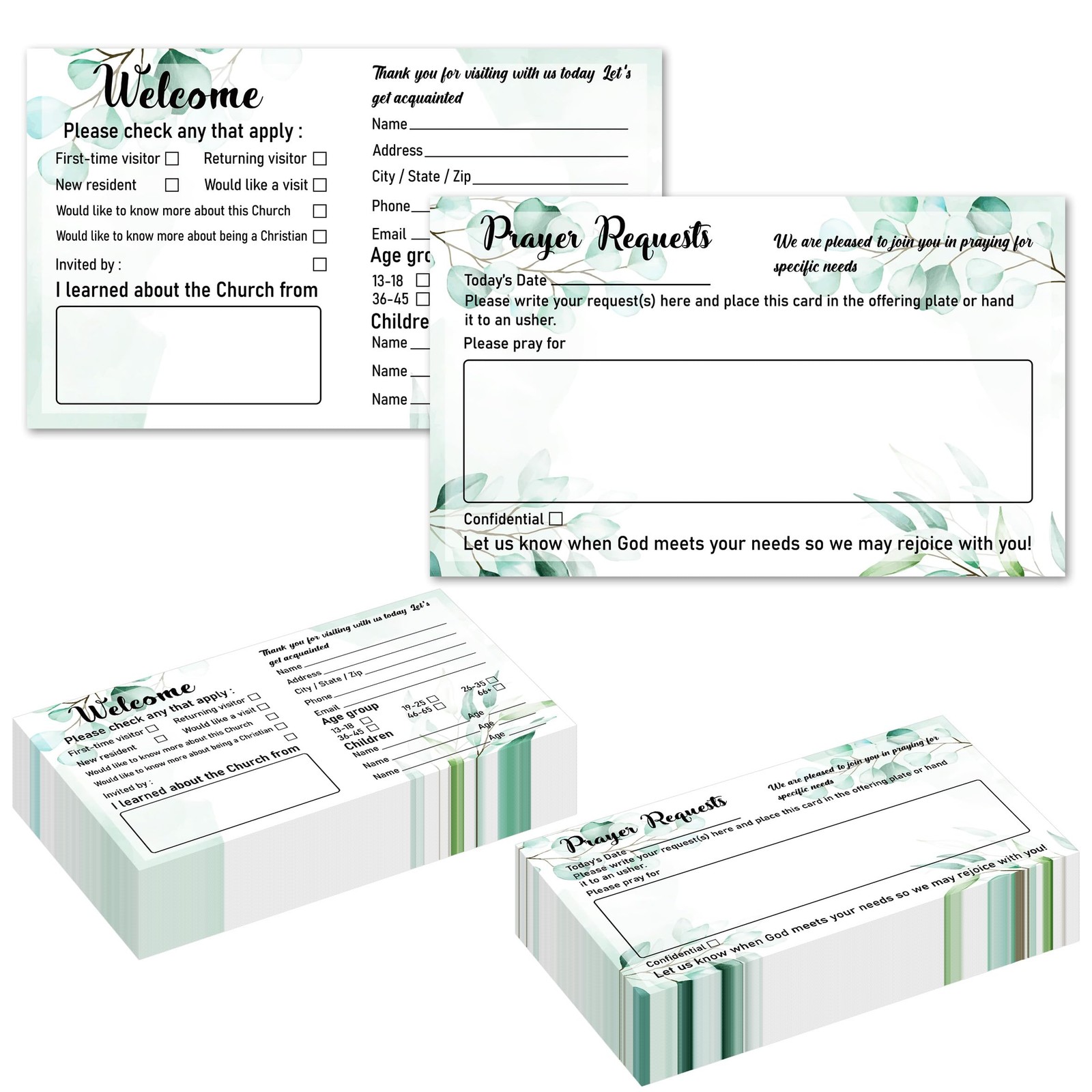 180 Pcs Church Visitor Cards 3×5 Inch Church Welcome Prayer Request Cards