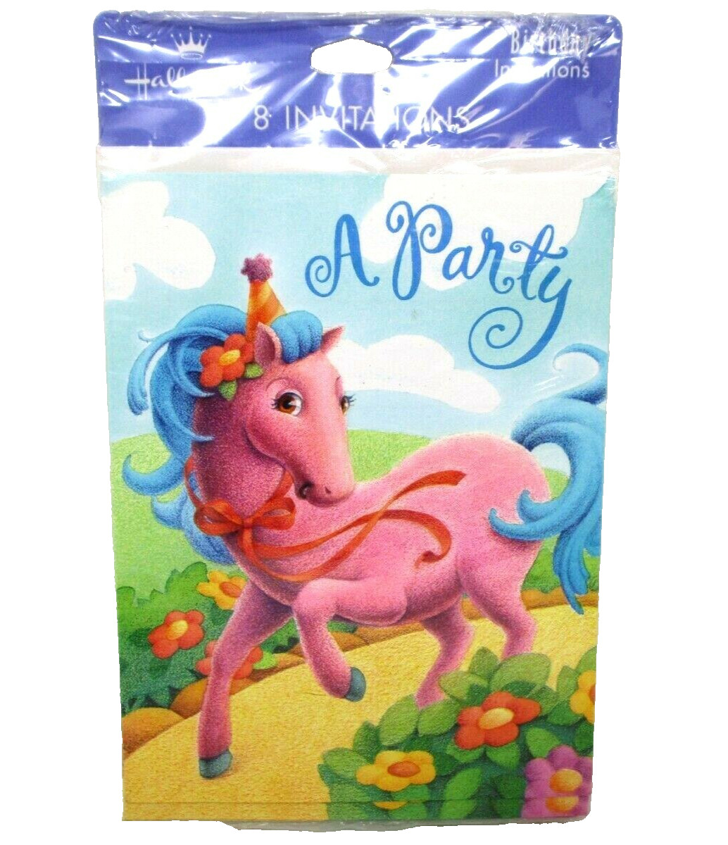 Pony Party Invitations Vintage Hallmark 8 Pack Girl Birthday Paper 1980s