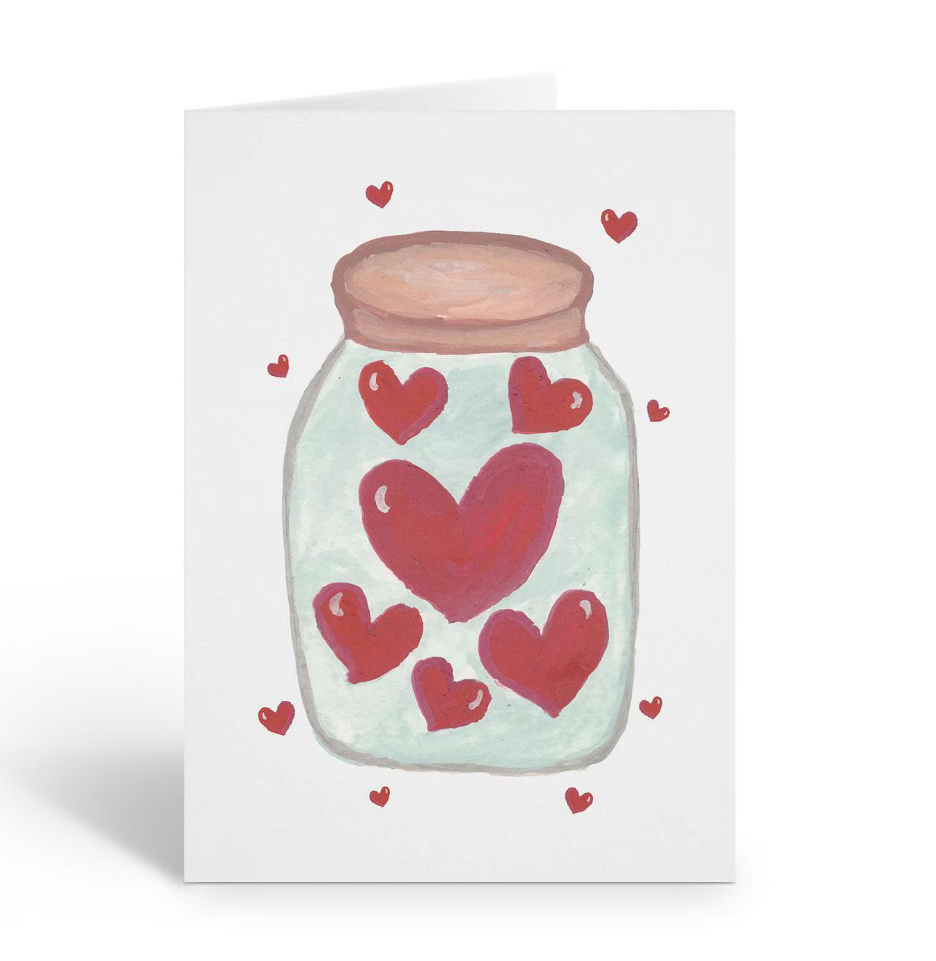 Hearts in a Jar Watercolor Note Cards – 10 Cardss – 4.25 x 5.5 inches – B14594