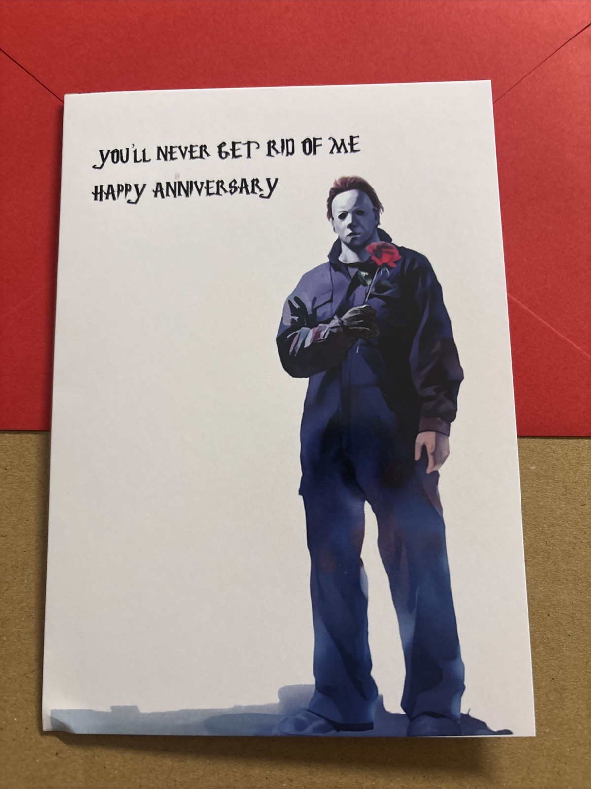 Funny Anniversary Horror Jason Humor 4.6”x6.6” Blank Inside Greeting Card