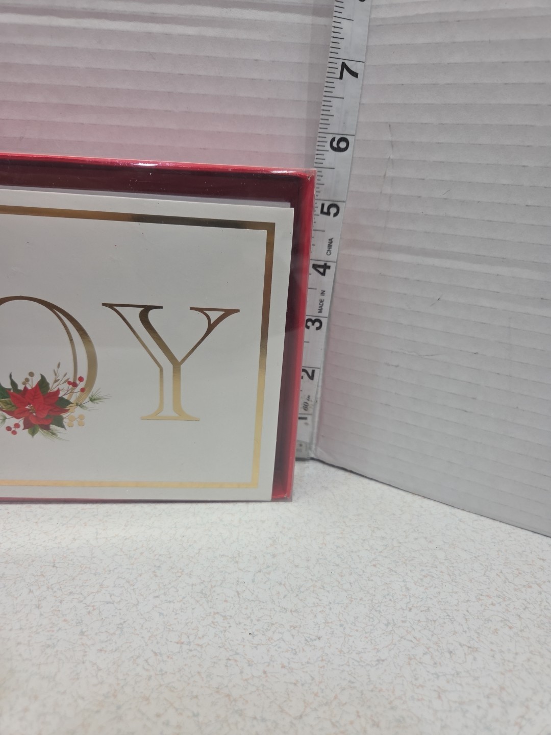 Christmas Cards Joy Poinsettia Box Of 10 Blank Inside 5” X 7” Recollections NIB