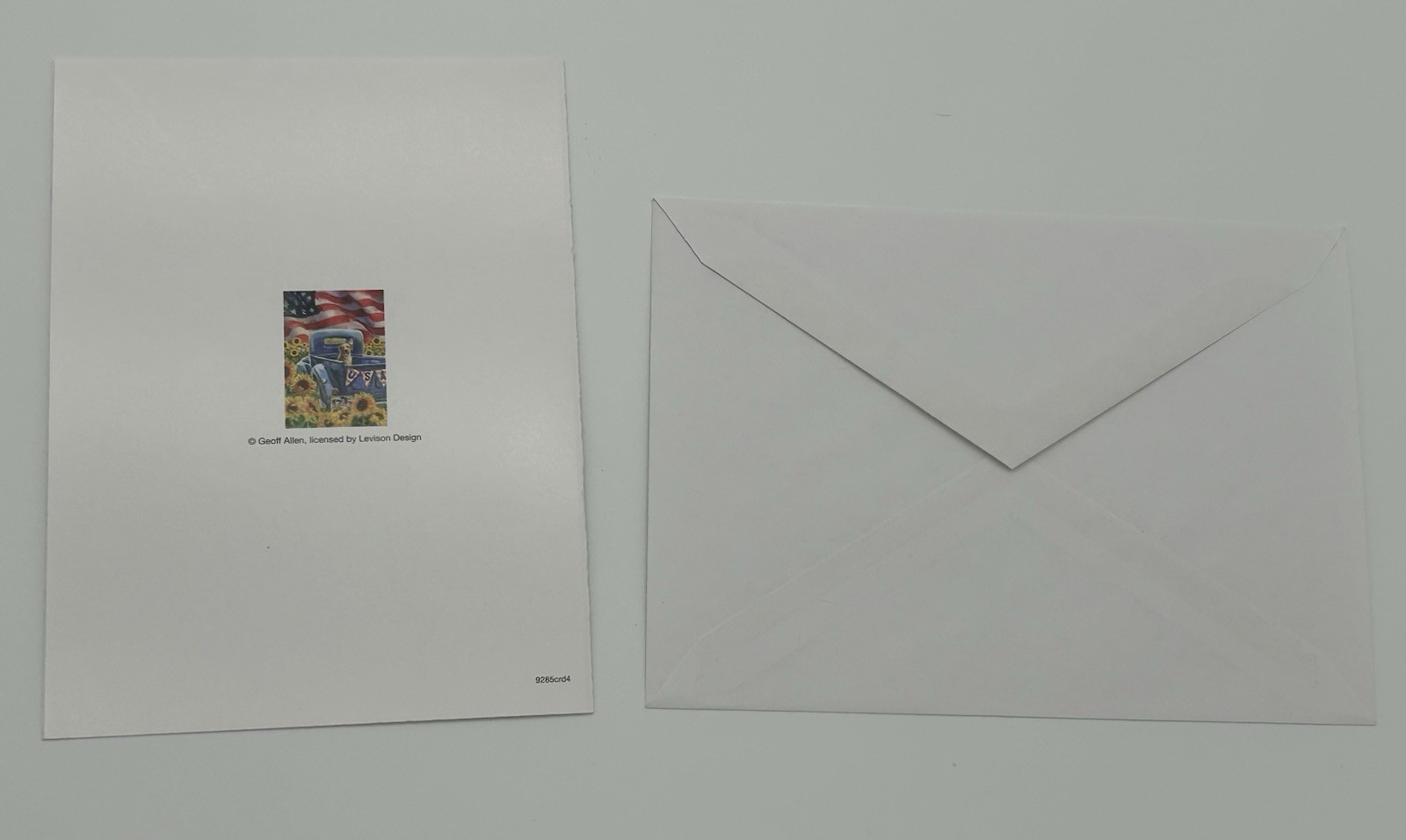 USA – Dog in Truck Greeting Card – with white envelope, blank inside