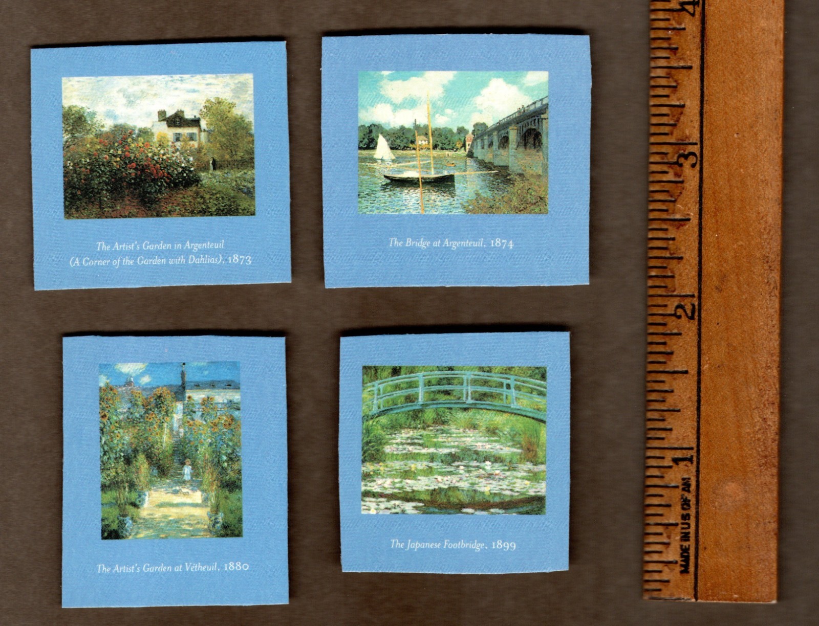 Set of 4 Mini Monet “Paintings” for Dollhouse Decor Crafts, Cardstock