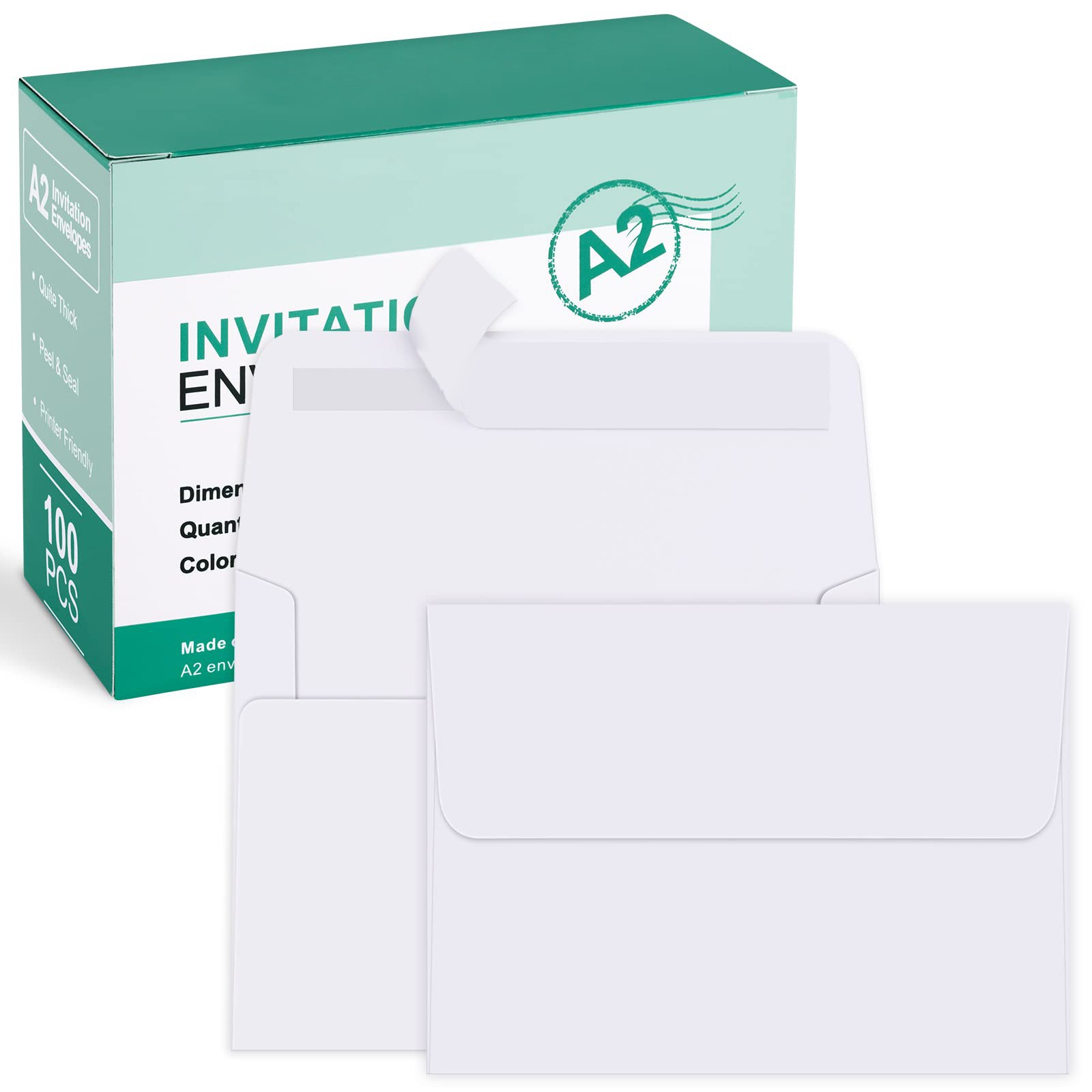 A2 White Envelopes 100 Pack, Self Seal, 4.375×5.75 Inches, Thank You Notes