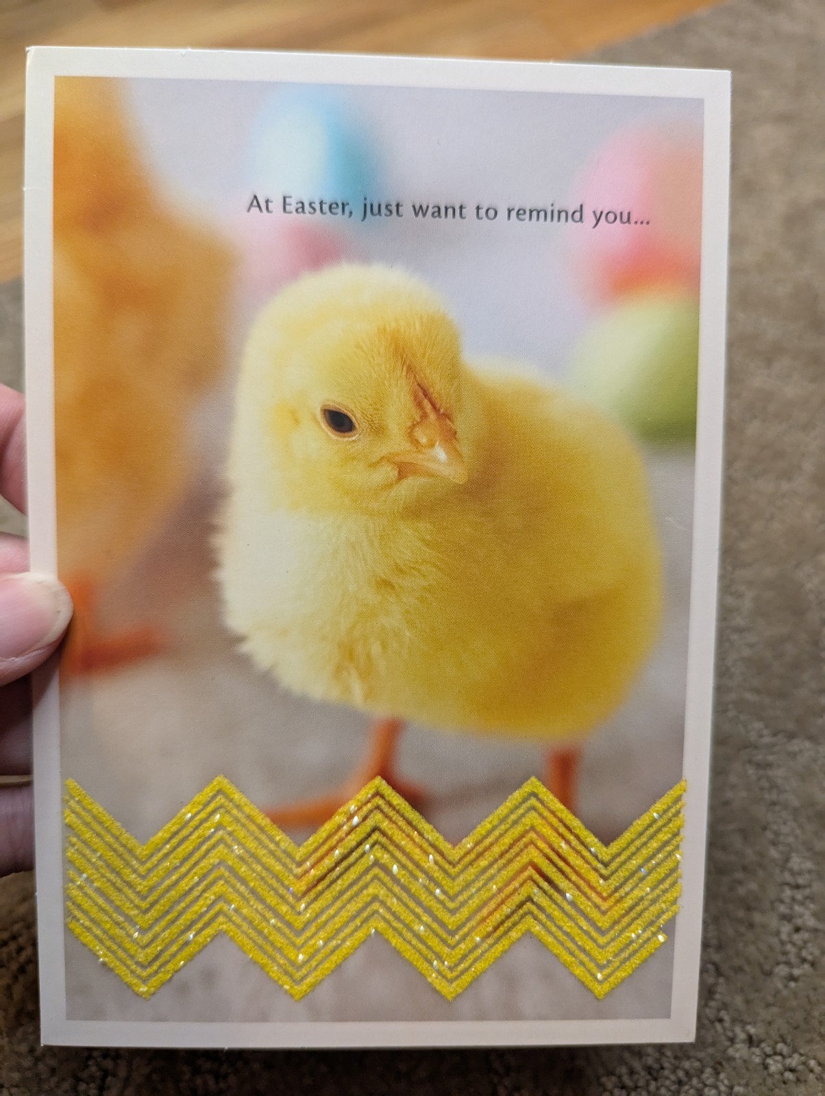 New Hallmark Easter Greeting Card baby chick yellow chevron