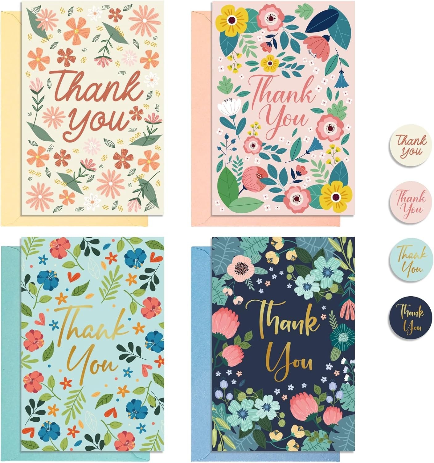 24 Pack Thank You Cards with Envelopes, 4×6 Inch Teacher Appreciation Cards w…