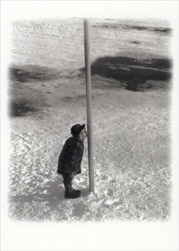 Boy with Tongue Stuck to Pole Funny / Humorous Box of 10 Christmas Cards