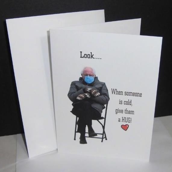2 Bernie Sanders 2021 Inauguration Valentines 5×7 Premium Greeting Cards USA