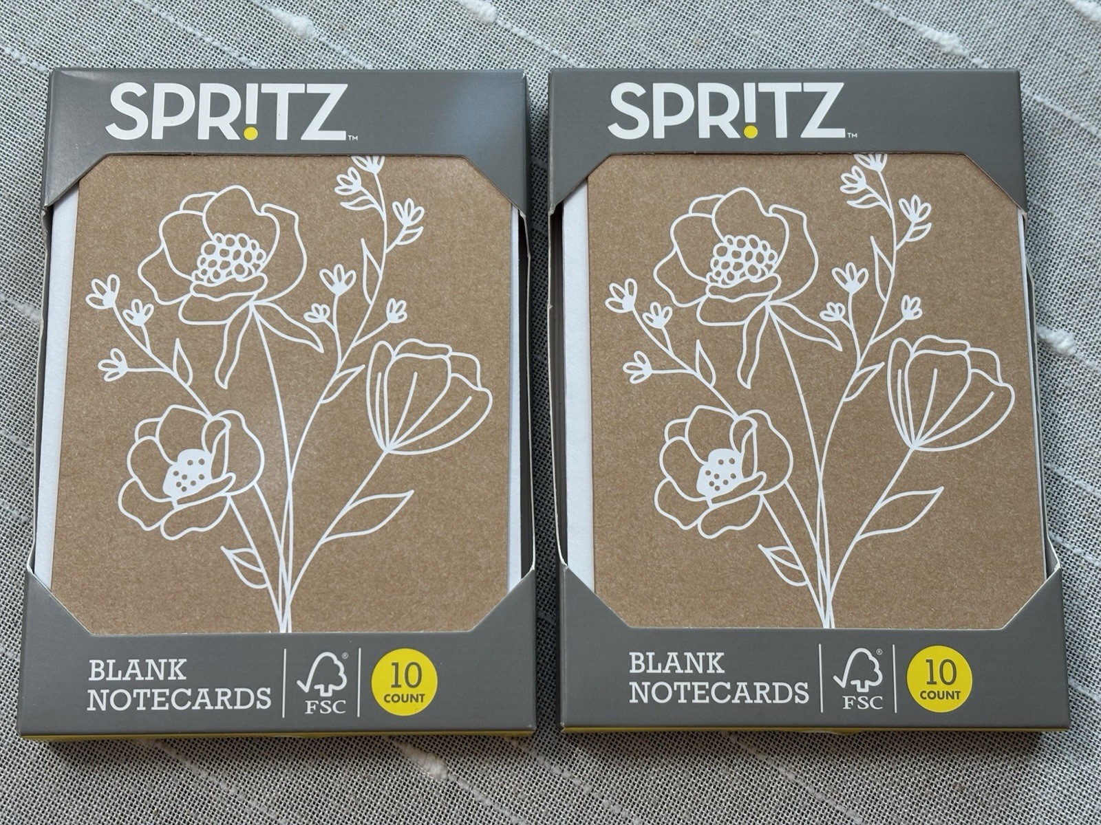 NEW Spritz Brown & White Floral Blank Note Cards – Bundle of 2 (10 Count Each)