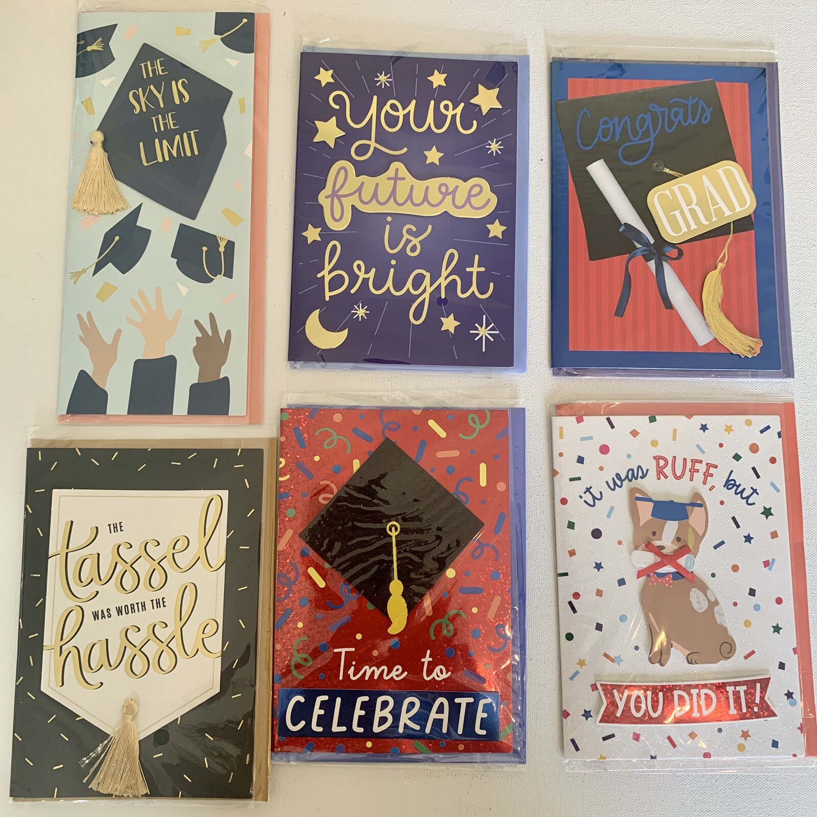 Graduation Greeting Cards with Envelopes Sealed Packages All Different Lot of 6