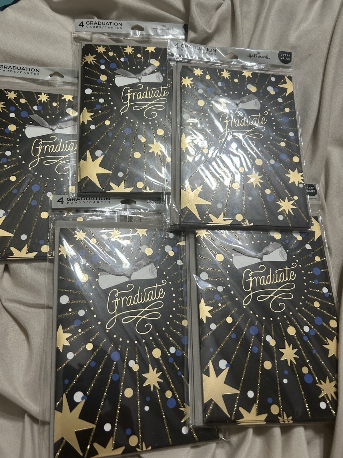 Hallmark Graduation Cards (Black, Blue and Gold), Pack of 4 5 Packs 20 Cards New