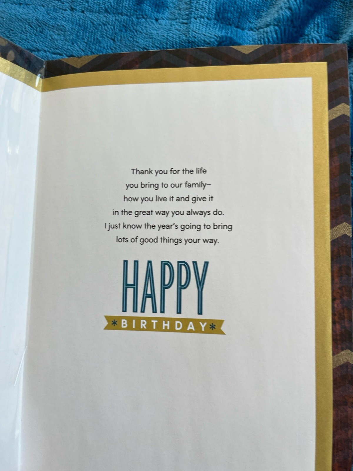 Hallmark Greeting Card Happy Birthday Son Chevron Brown Blue Beige