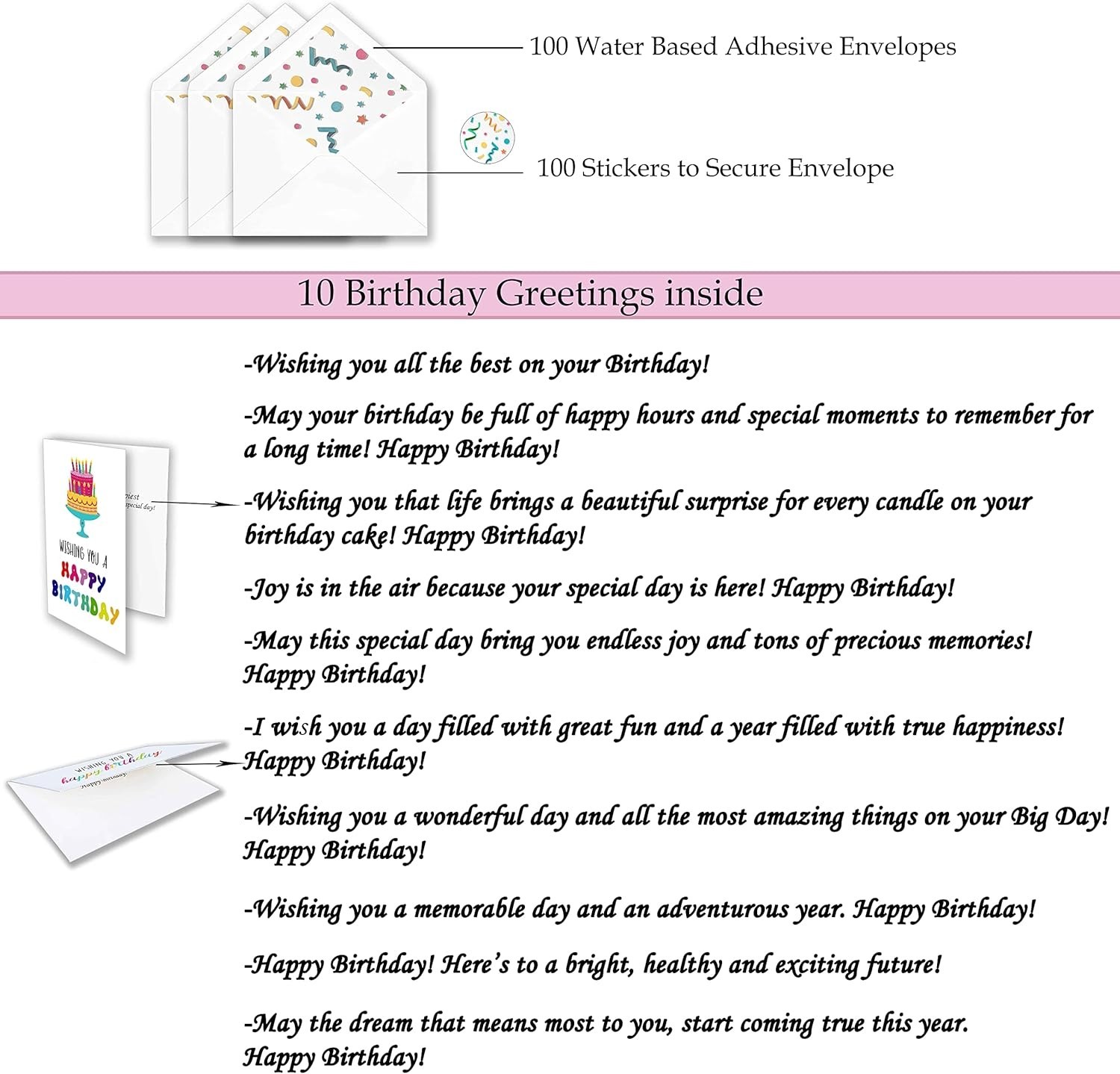 Bulk Happy Birthday Greeting Cards Set – 10 Designs