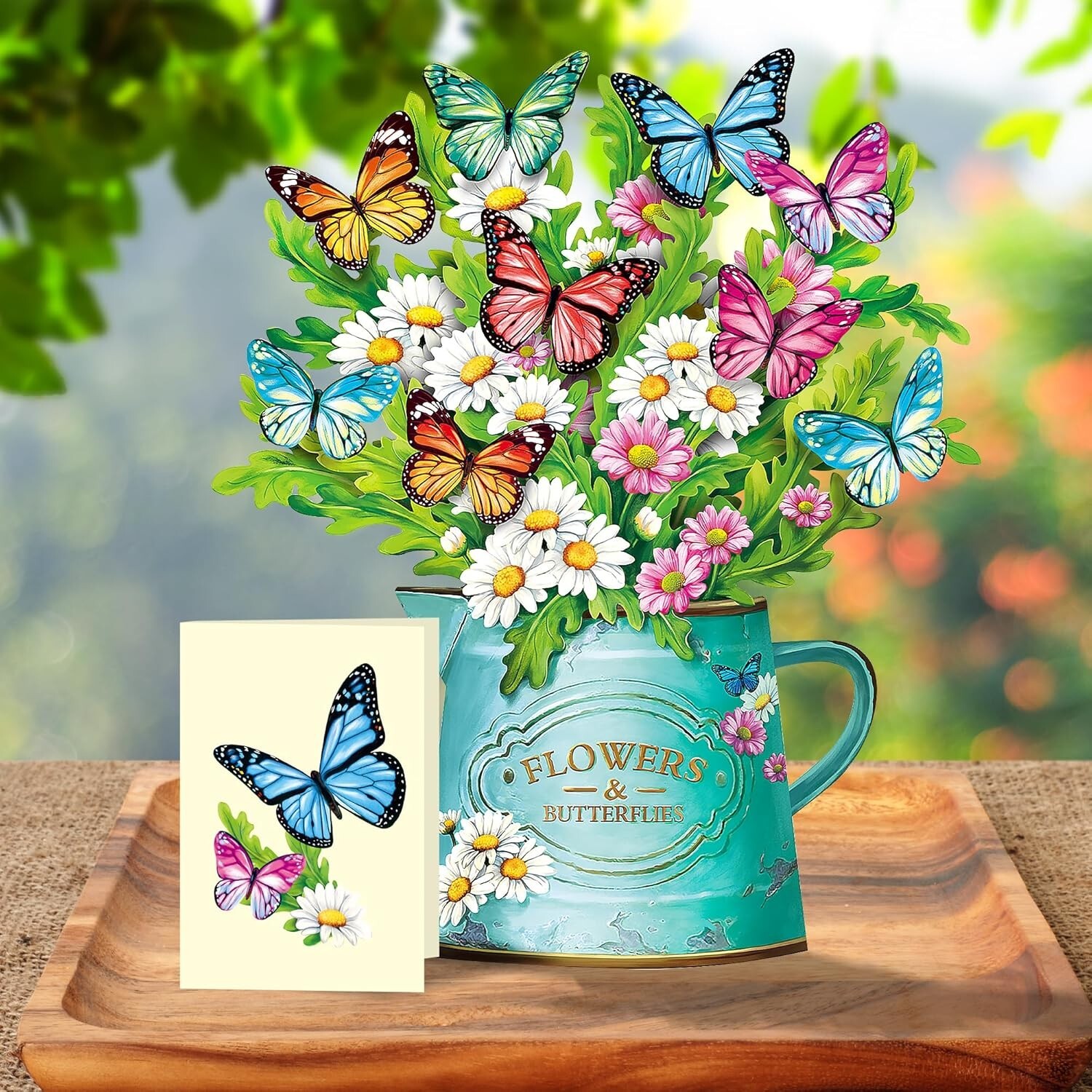 Pop up Flower Cards, Paper Flowers Bouquet 12’‘ Daisies and Butterflies 3D Popup