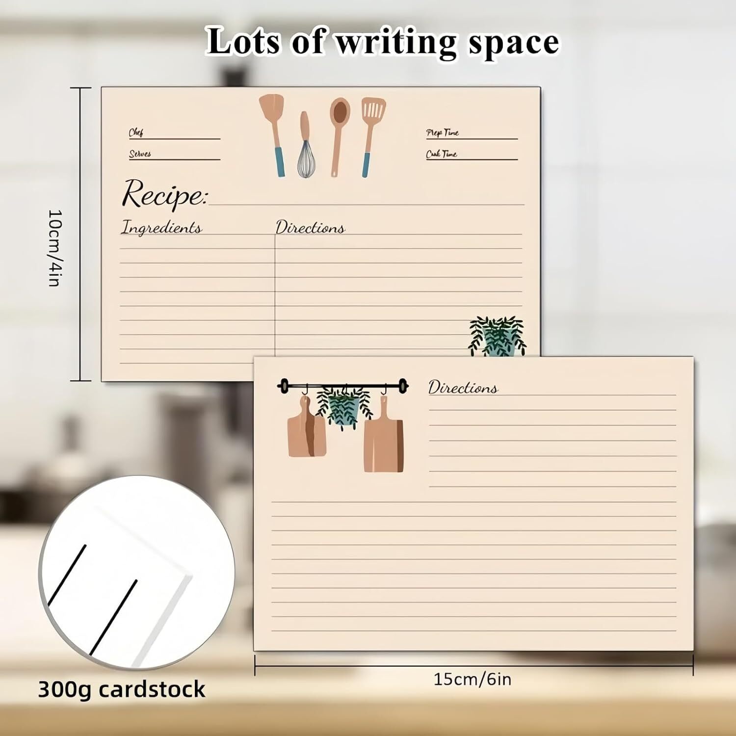 Recipe Cards,50 Count Recipe Cards 4X6,Double Sided Thick Cardstock,Blank Recipe