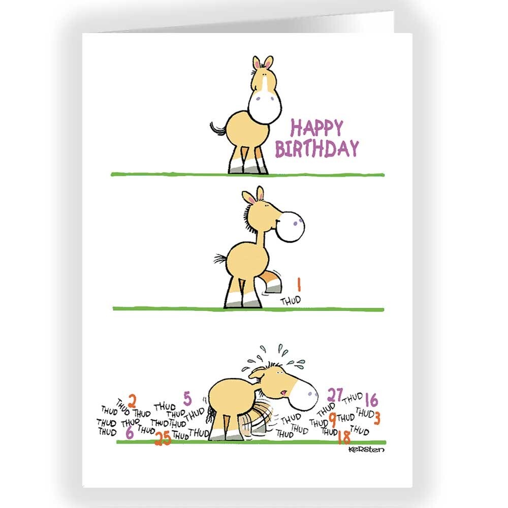 Funny Birthday Card – Single Birthday Card – Horse Taps Funny Card -11008