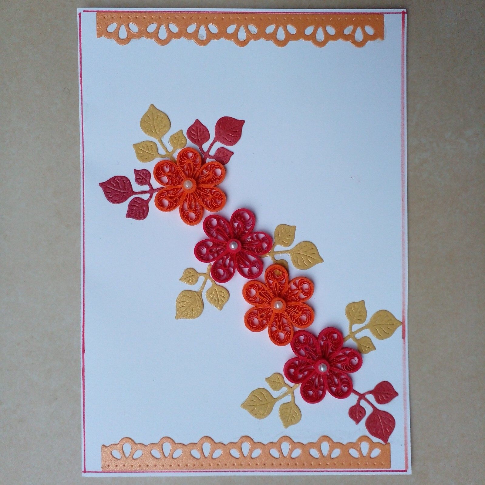Handmade Paper Quilling Flower Bday Greeting Card With Envelop From Sri Lanka