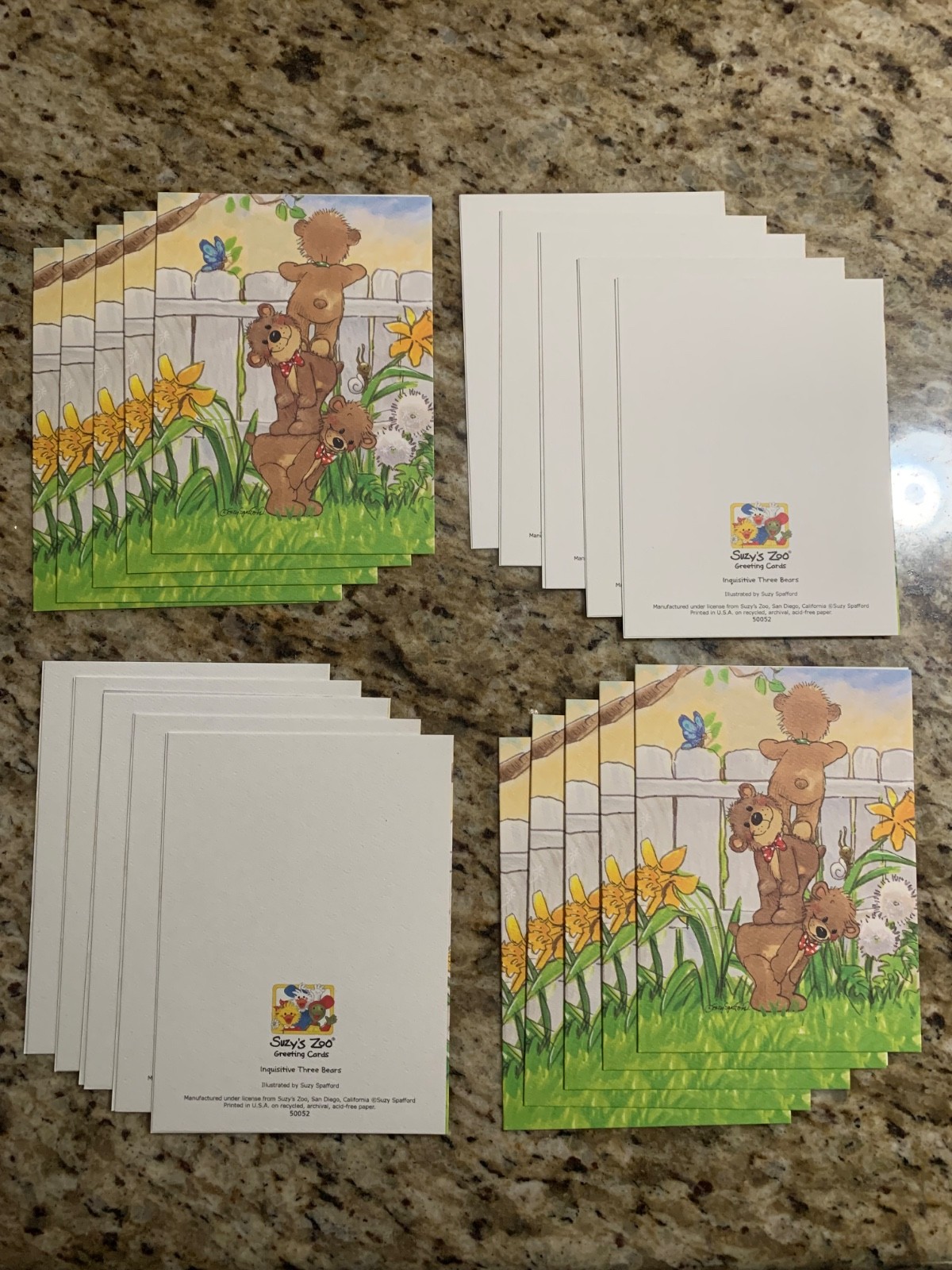 Suzy’s Zoo 20 blank cards lot 1: “Inquisitive 3 Bears” 🐻 cards w/o envelopes.
