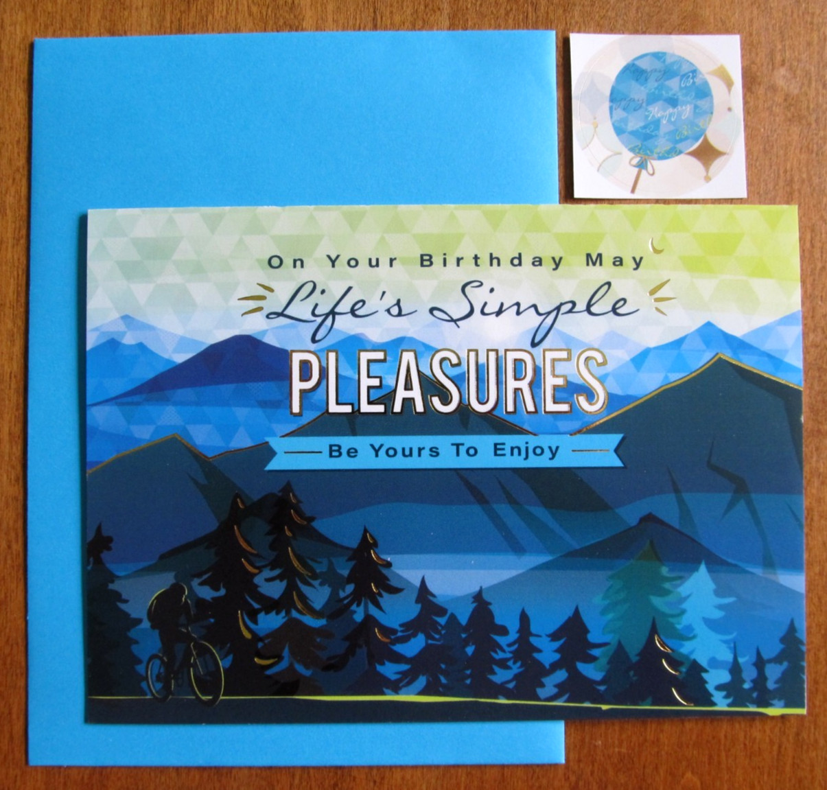 NOS Current Masculine Birthday Greeting Card, Env. & Seal -Biking Near Mountains