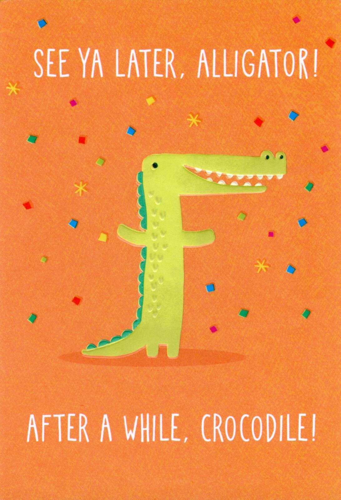 Cute GOODBYE & GOOD LUCK Card, Alligator Crocodile by American Greetings +✉