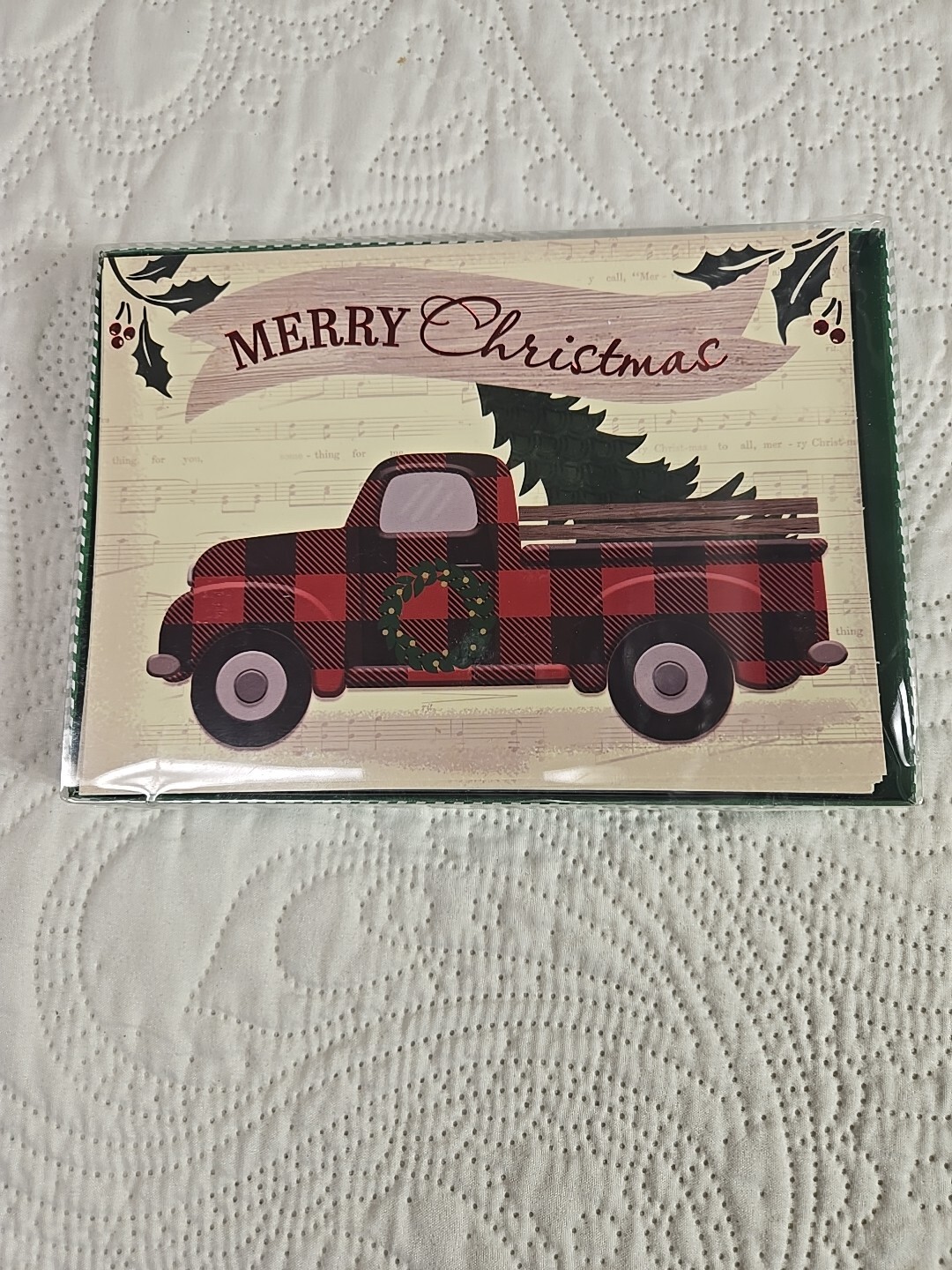 Box 12 Merry Christmas Cars Classic Plaid Truck And Tree