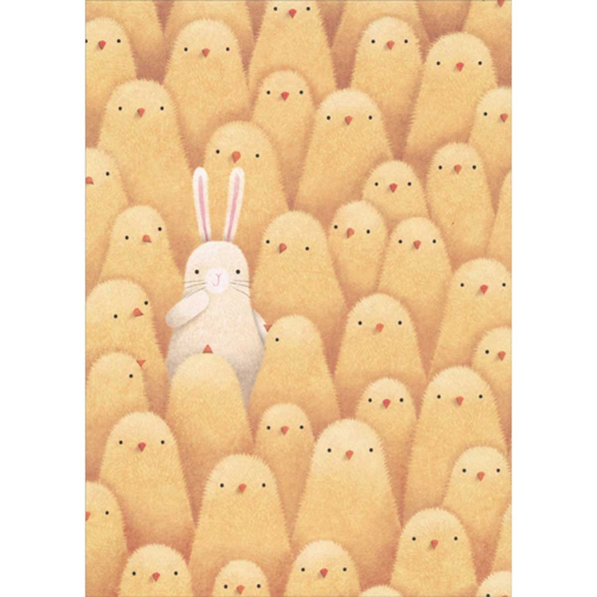 RSVP White Bunny in a Group of Yellow Chicks Easter Card
