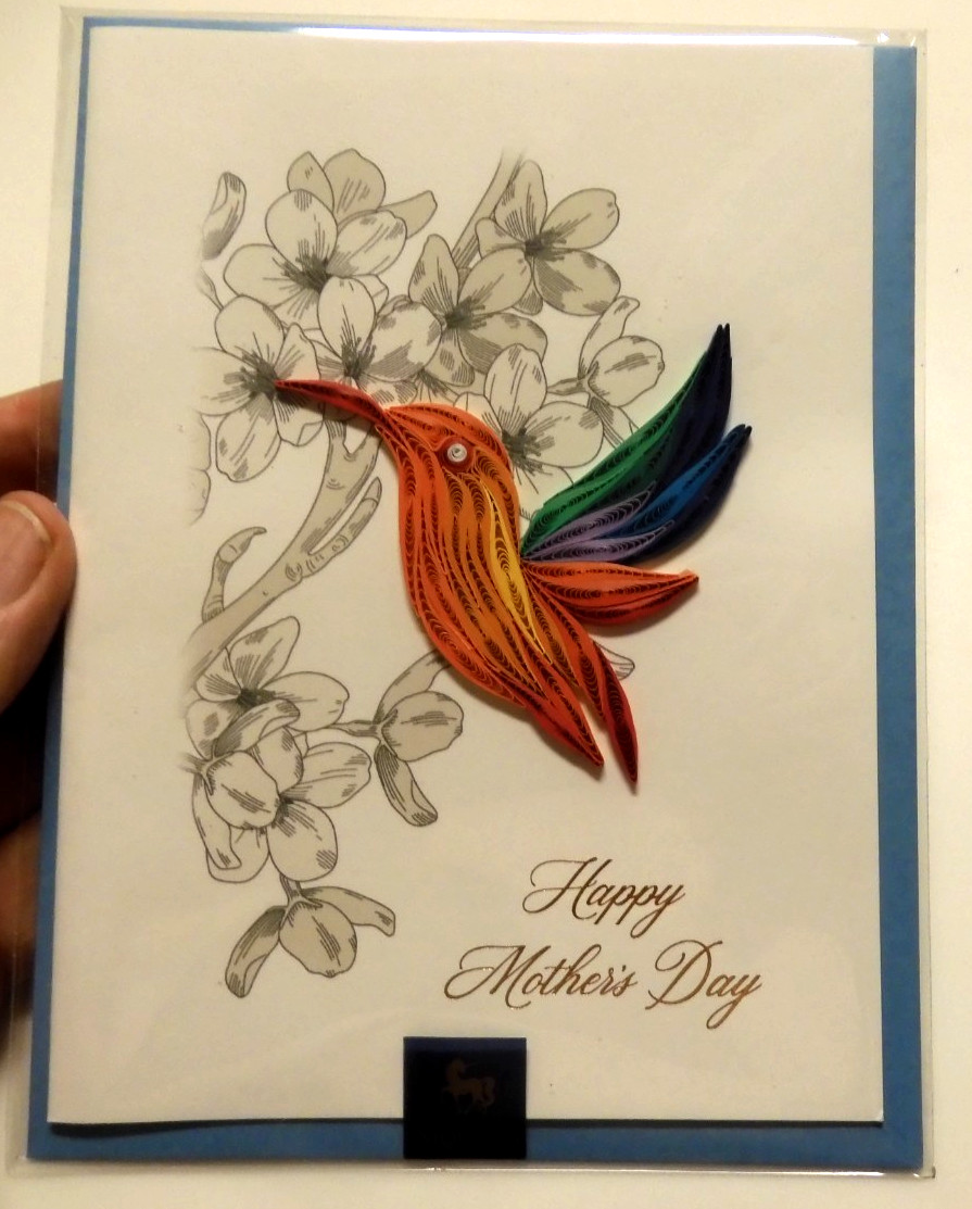 1 Card Niquea.D Mother’s Day Wishing a Beautiful Day Quilling Hummingbird