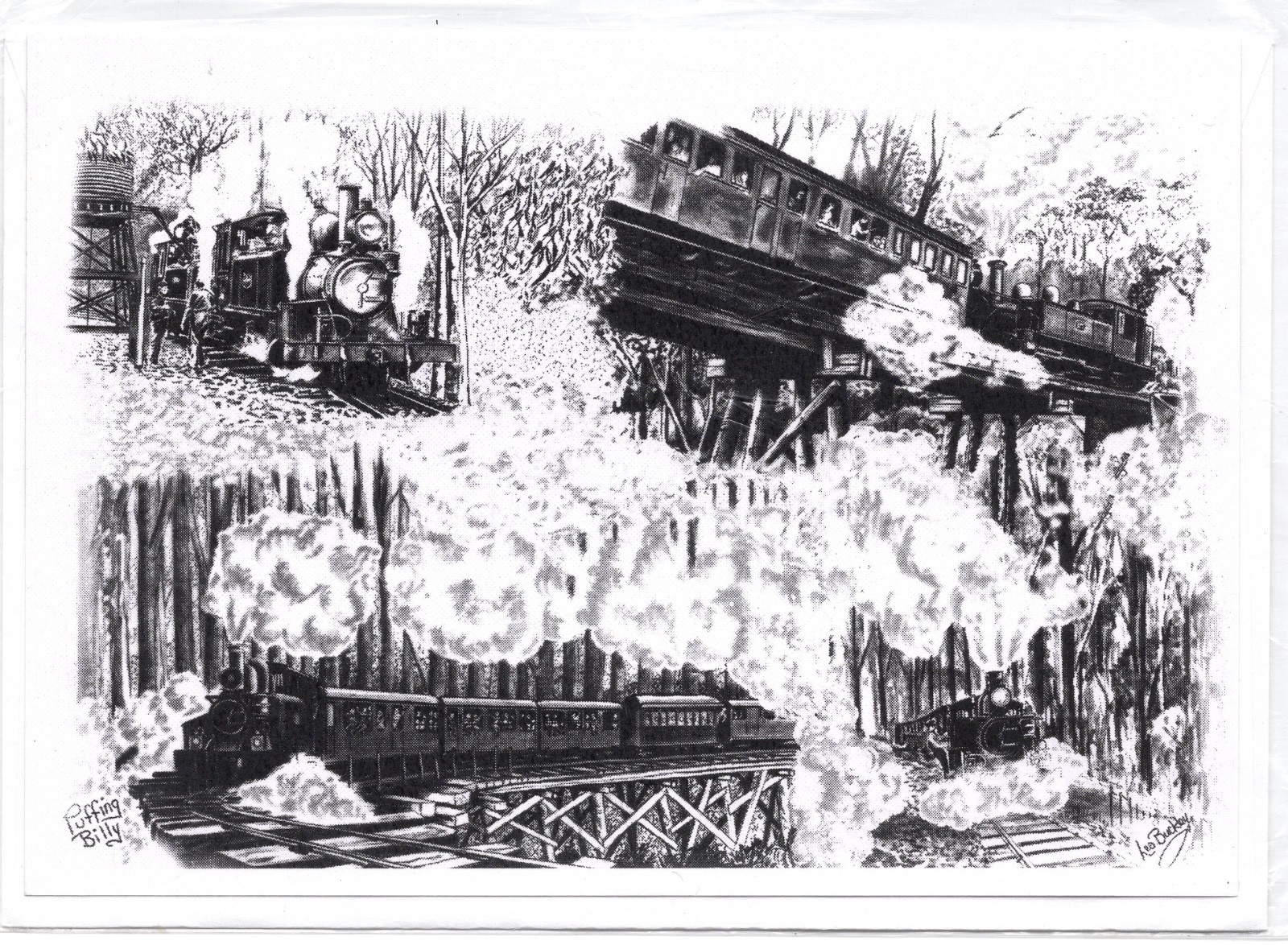 Australian – Belgrave ; Puffing Billy Railway Scene Greeting Card by Leo Buckley