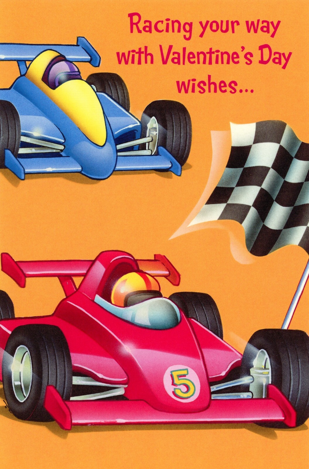 Fun VALENTINE’S DAY Card FOR KID BOY, Race Cars by American Greetings + Envelope