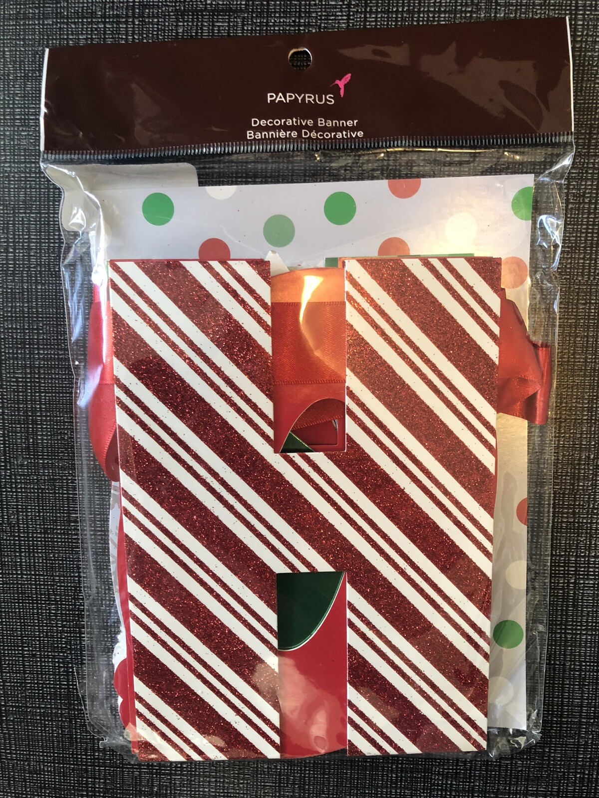 Papyrus Decorative Banner Ho Ho Ho Santa Hat Christmas Tree NIP 84” Glitter