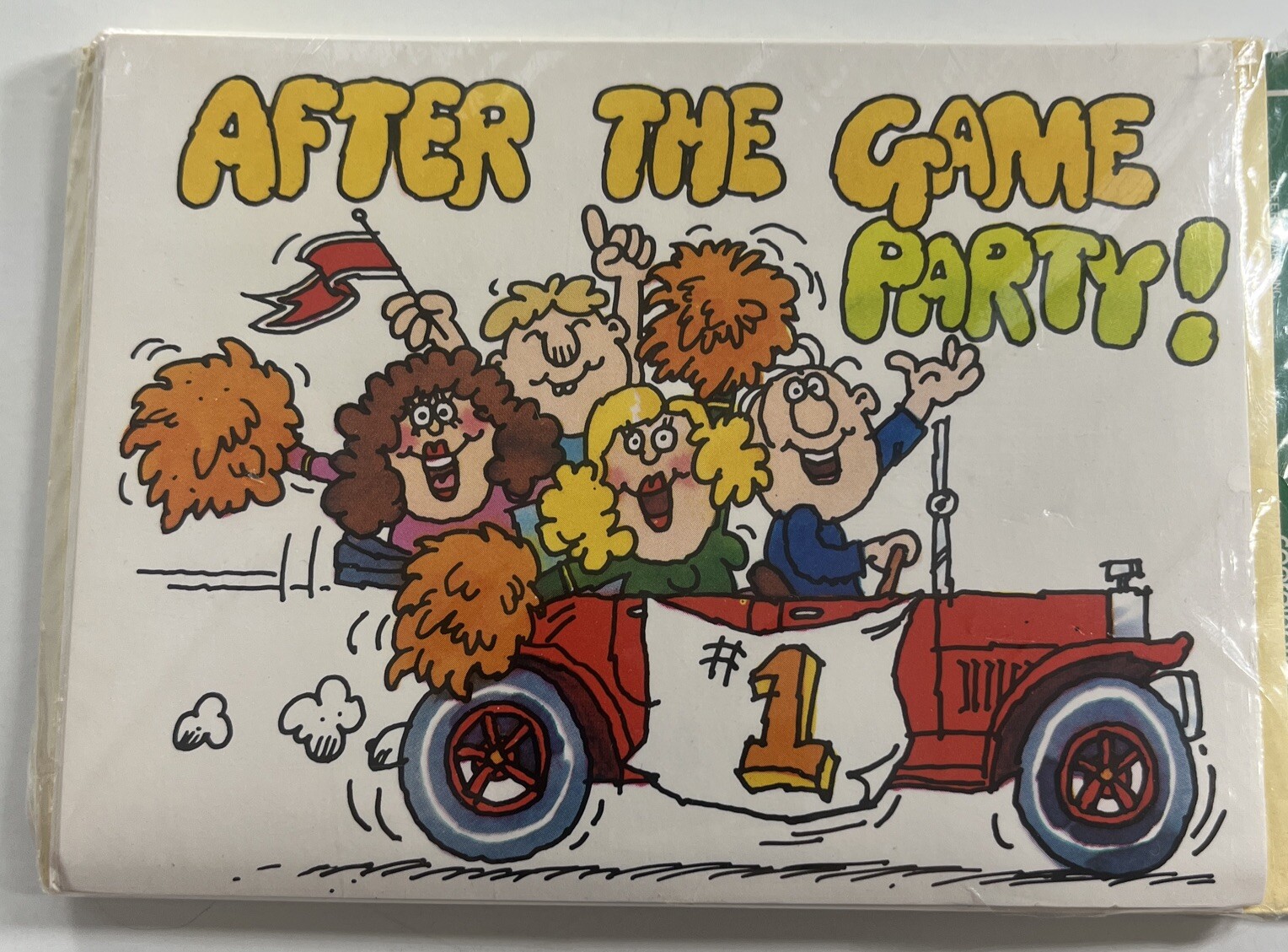 VTG 1980s Superbowl Football Party Invitation Card High School Cartoon Comic NFL