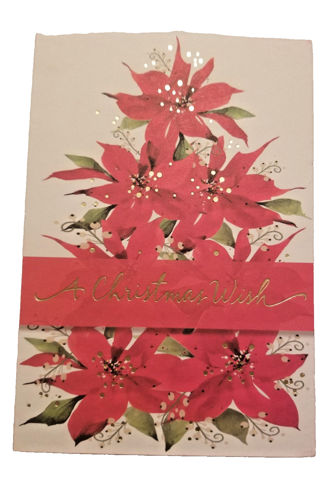 A Christmas Wish Greeting Cards Poinsettias Foil Accents Hallmark Set of 2