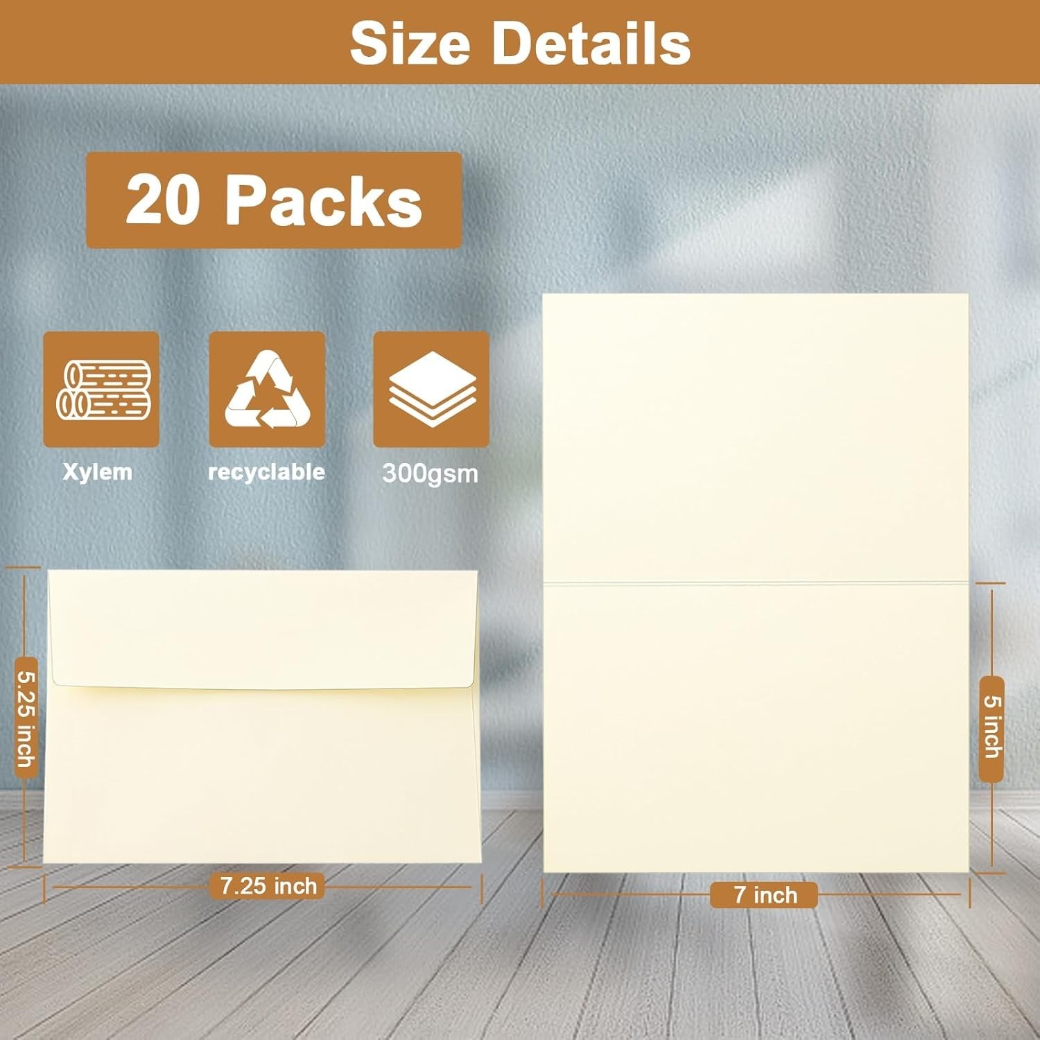 Multi-Purpose Cream Note Cards & A7 Envelopes – 20 Heavyweight Packs, 5×7 Size