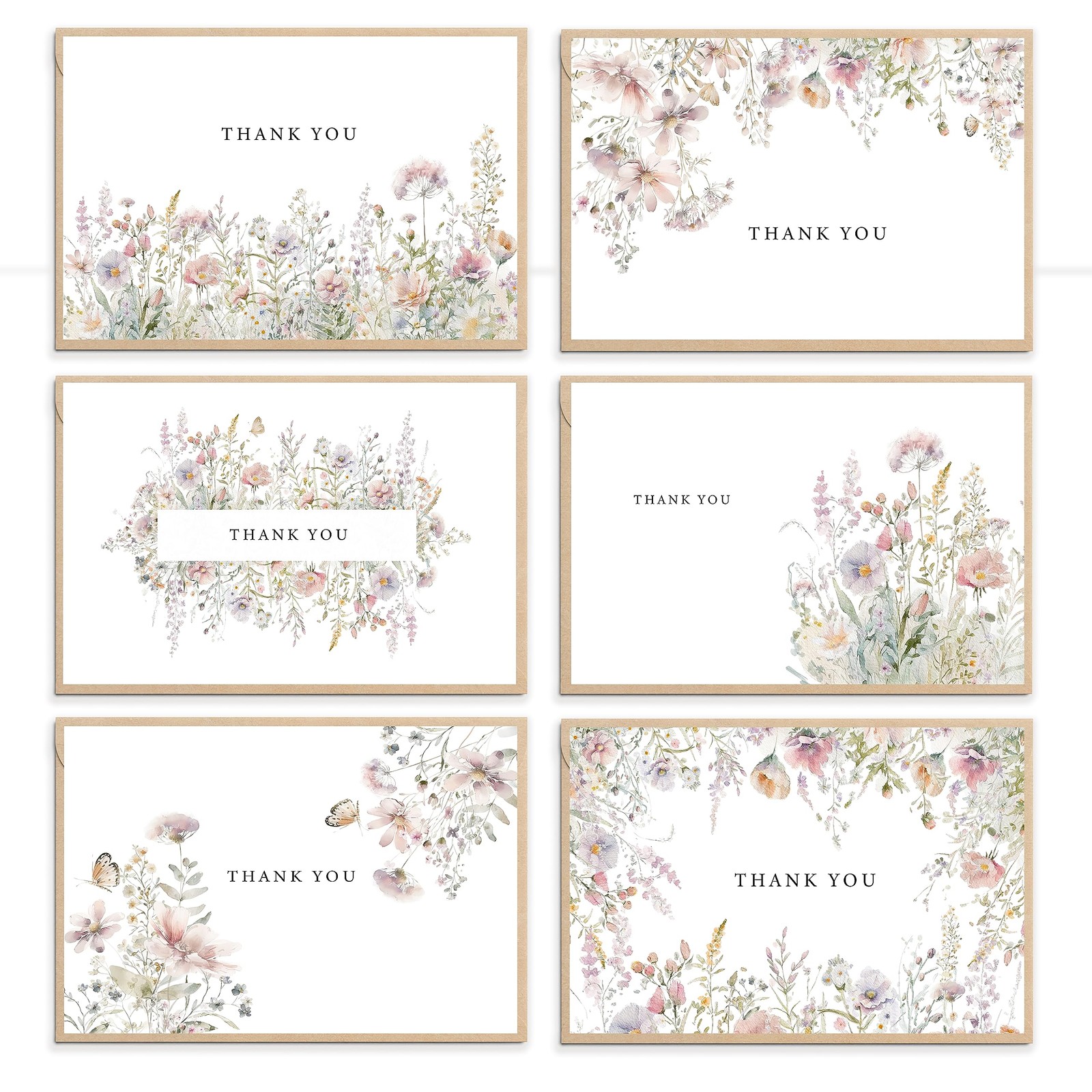 SLAPAFLIFE Floral Thank You Cards with Envelopes,48Pack – 4×6 inches,