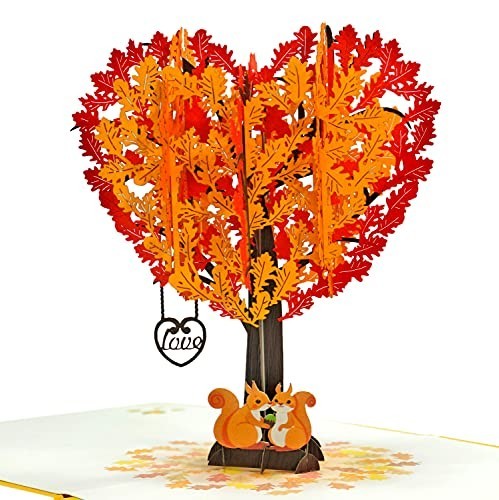 3D Pop Up Anniversary Card 6x6in Squirrel Couple Heart Tree Love Greeting for