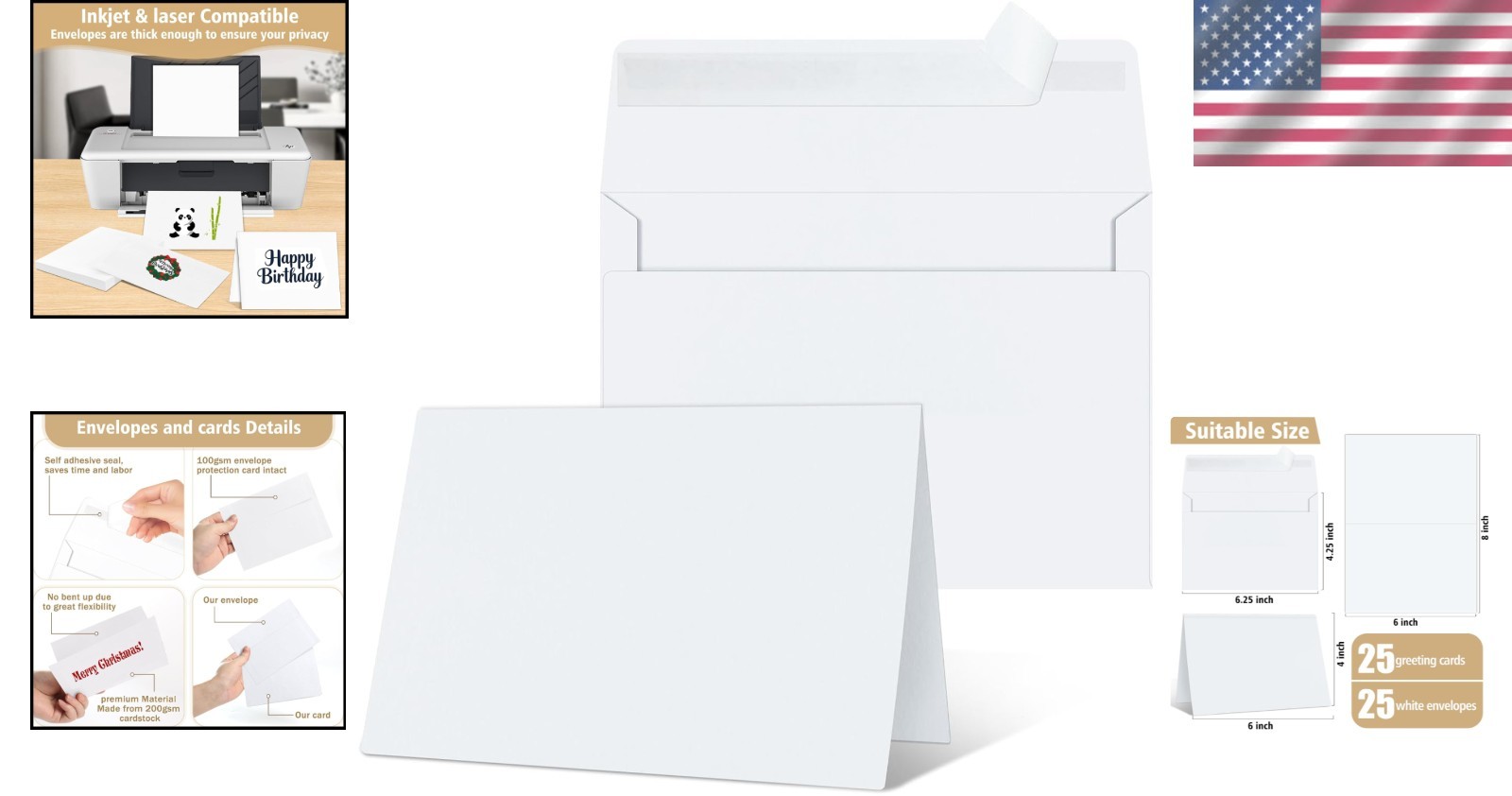 Blank Cards and Envelopes 4×6, 25 Pack White Invitation Cardstock with Envelopes