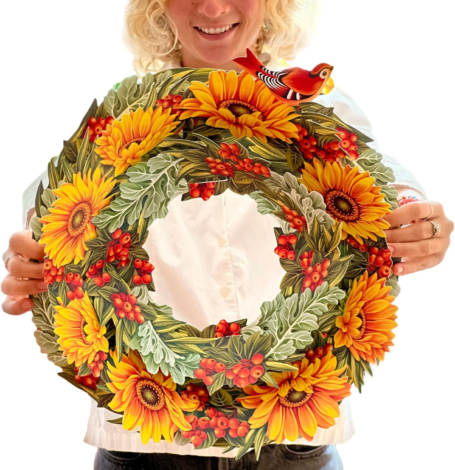 15″ Sunflower Pop-Up Card Wreath 3D Greeting Card Birthday Get Well Gift