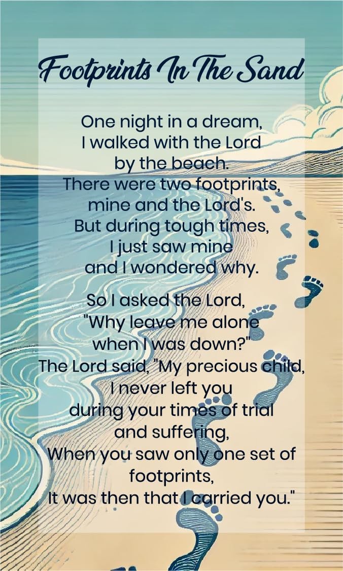 Trendzeen Footprints In The Sand Card – 3.5 inches x 2 inches, Multicolor